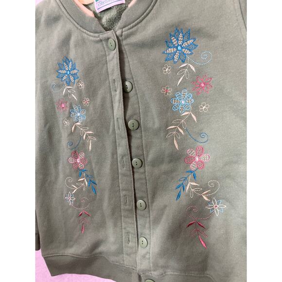Vintage Shenanigans Green Button Up Floral Sweater Women’s SP/XS – Cottagecore - Picture 3 of 5